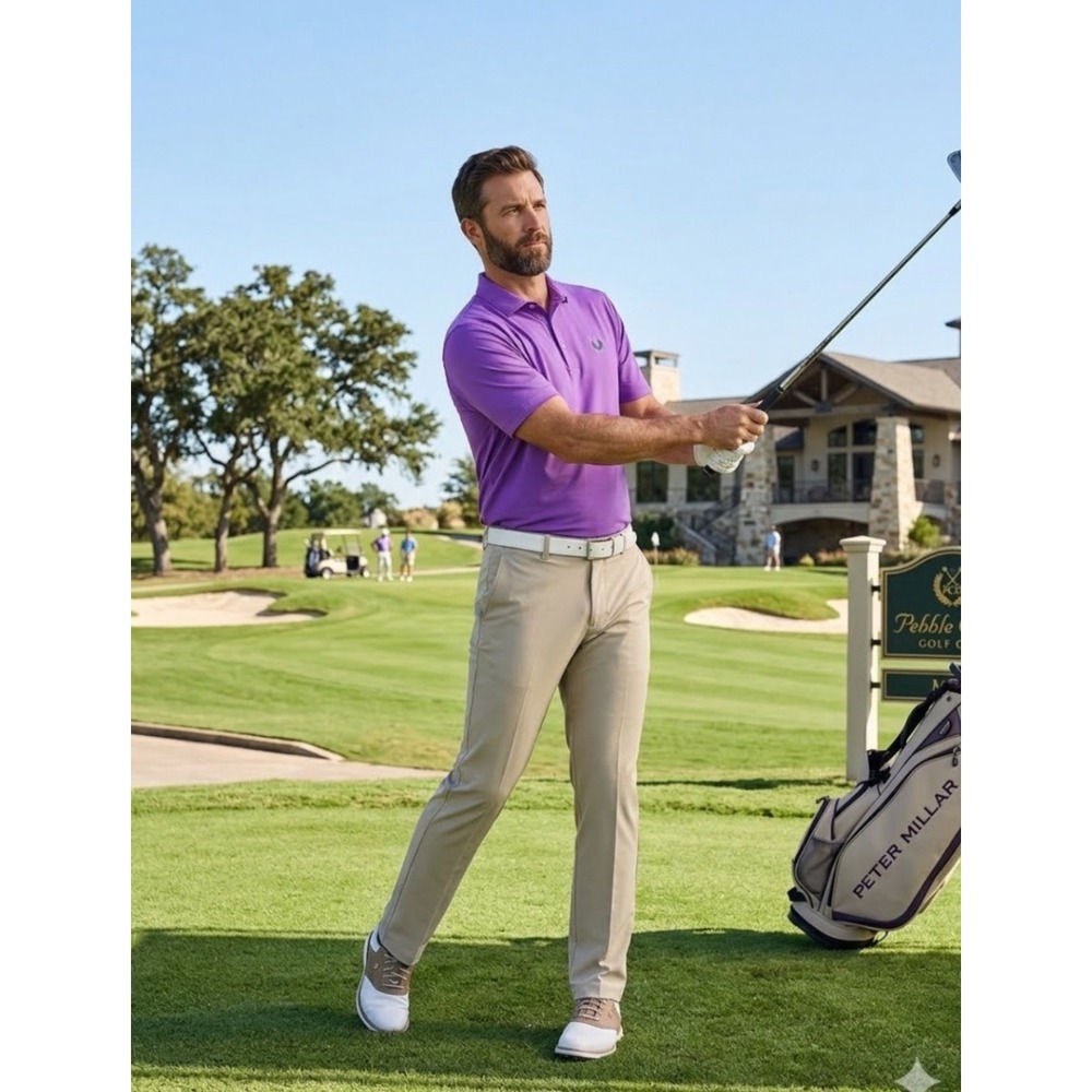 Peter Millar Summer Comfort Purple Peachtree Golf Club Polo Shirt Mens Large
